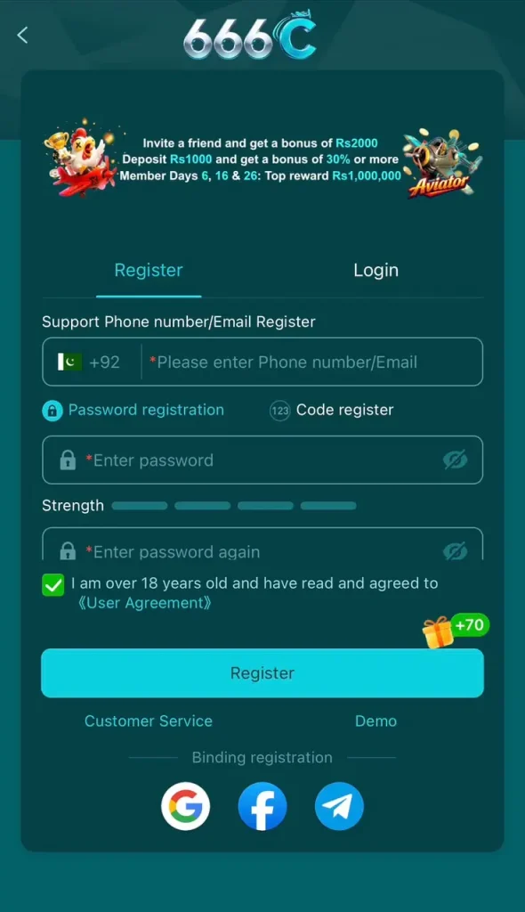 C666 Login & Register